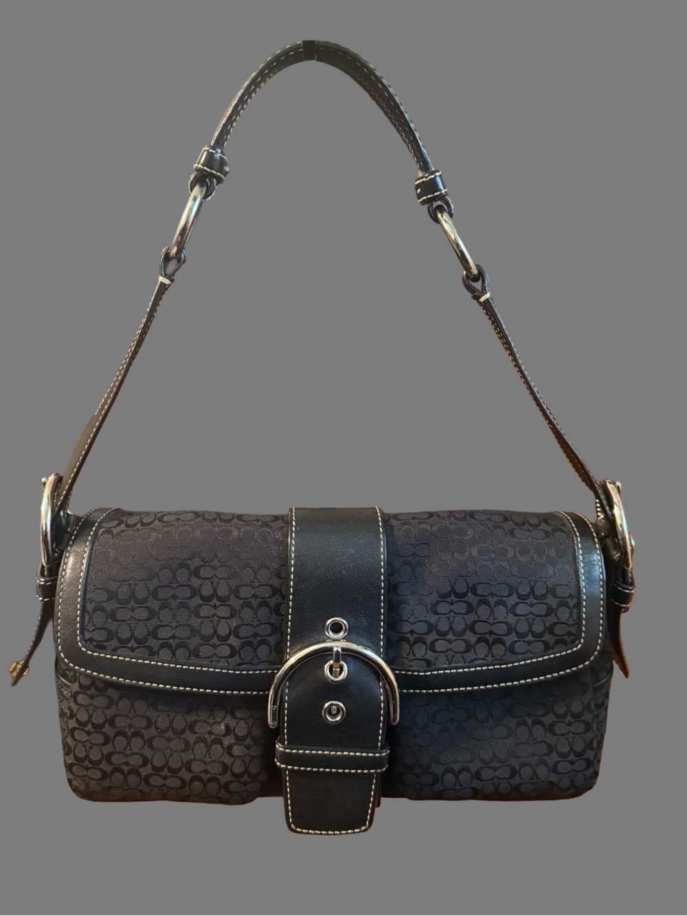 Vintage Y2K Coach Soho Signature Buckle Flap Shoulder Bag 1463